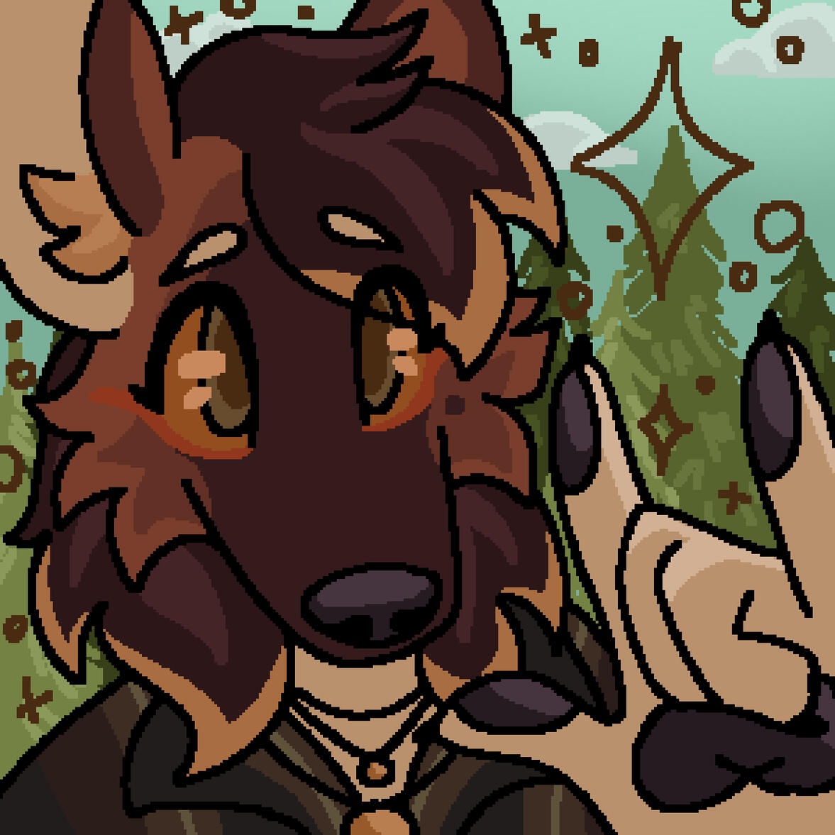 Pixel art of a hyena